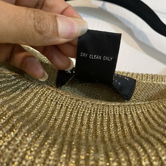 August Silk Knits Sweater Womens Small Shimmer Gold - Picture 7 of 10